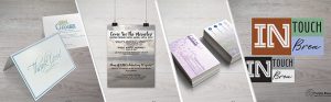 Slide with Four Projects made by Purple Rose Graphics for Local Businesses